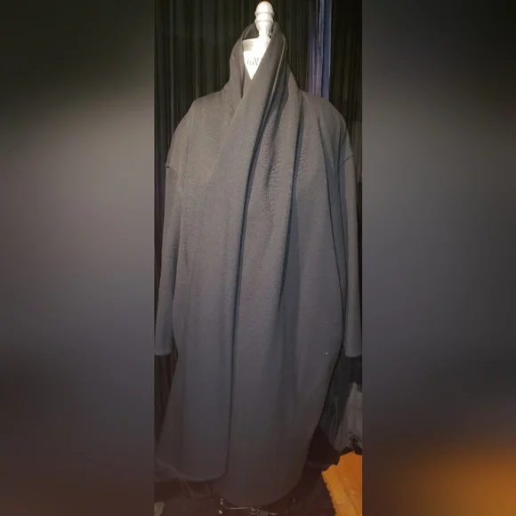 Vtg. Donna Karan 100% pure double sided wool knit shoulder pads cardigan coat L - Picture 9 of 16